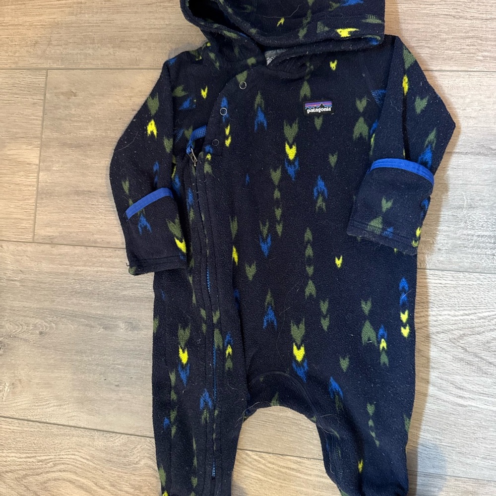 Patagonia Navy Fleece Hooded One-Piece for Kids